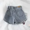 Kvinnors Denim Shorts High-Waist Kvinnor Casual Loose Ladies Fashion Stor Storlek Elastisk Midja Wide-Ben Short Jeans 210715