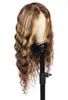 Ishow Highlight P4 / 27 Proste Kinky Curly Humani Włosy Peruki 14-40inch Pre-Zieszane 4x4 Zamknięcie Koronki Przodu Wig Ombre Kolor Ciało Luźna Głęboka Fala Dla Kobiet W każdym wieku