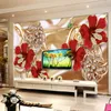 Europese stijl luxe sieraden bloemen muurschilderingen behang woonkamer TV achtergrond muurdoek waterdichte muur papers voor muren 3 D 210722