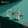 Echt 925 Sterling Zilver Trendy Groene CZ Cute Dinosaur Oorbellen voor Gril Exquisite Dier Sieraden Gift 210707