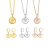 Europe America Fashion Style Jewelry Sets Lady Women Gold/Silver/Rose-colour Engraved V Initials Setting Diamond Ball Charm Necklace Hoop Earrings Q93748 Q96788