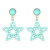 Koreansk Trendy Färgglada Akryl Beaded Geometrisk Star Dangle Örhängen för Kvinnor Flickor Party Smycken Gåvor