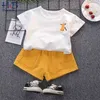 Garçons Vêtements d'été Ensembles Filles Coton Dessin animé manches courtes + shorts 2pcs mignon bébé enfants vêtements pour enfants 210611