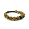 Bracelets porte-bonheur Rudraksha coquille de noix de coco naturelle avec perles d'oeil de tigre rouge Bracelet pour hommes femmes unisexe tibétain extensible Raym22