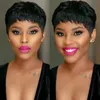 Perruques de cheveux humains courts Pixie Cut perruques pour les femmes noires avec une frange 4 pouces brésilien sans colle pleine dentelle avant et cheveux de bébé Africains 260M