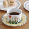 Ceramic Coffee Set Milk Tea Mugs Cups & Saucers Kitchen Drinkware Birthday Presents Wedding Gifts Flower Finished 200ML