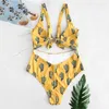 ملابس السباحة النسائية Zaful Biquini Bandeau Sexy Cactus Print Tube Bikini Women Swimsuit Brazilian Beach Wear Wear Suil