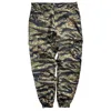 Tiger Stripe Print Camouflage Cargo Pants Mens Safari Byxor Streetwear Flera fickor Män Jogger Militär Taktisk 210715