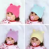 Kepsar hattar söta öron baby hatt solid färg beanie cap född spädbarn toddler höst vinter bonnet shower gåvor