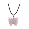 Crystal Stone Butterfly Pendant Necklace Hand Carved Natural Gemstone Necklaces Ladies Party Fashion Accessories Whit Chains