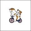 Pimler broşlar takılar sevimli kedi bisiklet emaye pimi kadınlar için kız moda aksesuarları metal pins rozeti toptan hediye drown teslimat 202