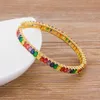 2020 Ny Bohemian Manschett Armband Clip-On Buckle Rainbow CZ Stone Bangles För Kvinnor Mode Smycken Charm Smycken Tillbehör Q0717