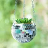Retro Disco Ball Planter Basket Round Mirror Hanging Pot flower pot Wall Hangin Vase Desktop Decoration Balcony 211130