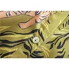 Vrouwen Vintage Tiger Bladeren Print Shirts Femme Lange Mouw Sjoeve Midi Vestidos Casual Retro Business Jurken DS3524 210420