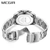 Megir Watch Sports Klockor Män Business Chronograph klockor för män Silver Luxury Brand Man Watch Stainless Zegareek Meski 210527