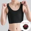 Derruilady Casual Sportwear piersi Klatka piersiowa Binder Trans Crop Top Kobiety Oddychające Rozciągliwe Kształtowanie Kształtowanie Klamra Czarny Tank Top Female X0507