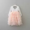 Hot neonate pizzo abito lungo formale principessa ragazza maxi abiti gonfi V indietro costumi in tulle per matrimonio compleanno Q0716