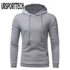 URSPORTTECH Hoodies Erkekler Uzun Kollu Katı Renk Kapüşonlu Kazak Erkek Hoodie Eşofman Ter Coat Rahat Hoodie Man Spor 210528