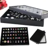 100 Slots Ring Display Box Women Ear Stud Förvaring Box Smycken Arrangör Ring Display Bricka Örhängen Show Case Ring Holder Bijouxs