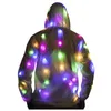 Erkek Hoodies Tişörtü Mens Womens Renkli Parlayan Ceket Led Işıklı Giyim 2021 Hip Hop Hoodie Pil Olmadan Gemi 2022