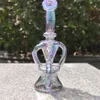 2021 Narghilè Bong Vetro Dab Rig Multi Colore Arcobaleno Recyler Bong Acqua Tubi di fumo 9 pollici Altezza 14,4 mm Giunto femmina con Banger al quarzo