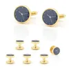 5SETS / LOT TUXEDO CUFT Länkar Collar Studs 8PCS Creative Clock Manschettknappar Knappar Set Mäns Smycken Tillbehör Hela