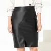 Skirts Genuine Leather Skirt Knee-length Split Real Sheepskin 2021 Fashion Style Office Lady