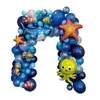 101ピースオーシャンワールドテーマの海の動物ダークブルー風船ガーランドキット誕生日パーティーの装飾子供赤ちゃんシャワーパーティー210925