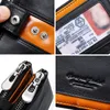 Men's Splice 100% Genuine Leather Coin Pouch Mini Card Holder Double Zipper Portomonee Slim Pocket Wallet