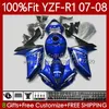 100 % FIT YAMAHA MOTO YZF-R1 YZF-1000 YZF R1 1000 CC 07-08 바디 91NO.37 YZF R1 광택 블루 1000cc YZFR1 07 08 YZF1000 2008 2008 사출 금형 페어링 키트