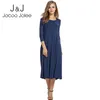 Jogoo Jolee Casual Sólida Sólida Vestidos Drapeados Longos Mulheres Algodão e Linho Vintage Dres Dres Grande Vestidos De Partido Plus Size 3XL 210518