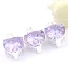 Blanda 3PCS Amethyst New Luckyshine 925 Sterling Silver Hänge Hjärta Lila Ädelsten Halsband Pendants För Lady Party Gift