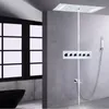 Chrome Polished Thermostatic Bathtub Shower System 700X380MM embed ceiling Waterfall Spray Bubble Rain LED Bath Head With Handheld242K