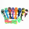 Handpipes de silicone tubos de colher de vidro com tampa PREÇO WHOLESE Fumar tubulação de tabaco seco erva de erva óleo de queimador de cinzas coletor de néctar