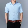 Solida skjortor män sommar casual kortärmad smal formell skjorta mens arbete affärer märke camisas plus storlek non Iron chemise homme 210524