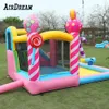 Uppblåsbara hoppslott för barn 3.7x2.6x2m Hoppning Slott Bouncer Blow Up Bounce House med Slide Children Fun Play