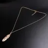 Collane di piume di moda per le donne Collana di chocker con ciondoli a foglia di gioielli a catena lunga maglione