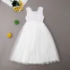 1-7Y Peuter Kid Baby Meisje Bloem Jurk Kant Tutu Party Bruidsmeisjes Pageant Jurken Mouwloze Enkellange Sundress Q0716