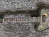 Rare Crook Brad Signature Black Sparkle Paisley Jazzmaster Guitare électrique Micros P90 noirs, Manche en érable, Pickguard transparent, Matériel chromé