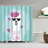 Alpaca Wzór Kurtyna Kurtyna Wodoodporna Prysznic Zasłony Poliester Cartoon Screen Printed Curtain do pokoju Decor 211119