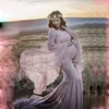 Robe de maternité sirène sans épaule en dentelle longue robe de grossesse volants femmes enceintes maxi robe de maternité pour séance photo Y0924