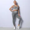 Women Sportswear Yoga Set Stretch trousers Workout Clothes Athletic Wear Sports Gym Leggings SeamlFitnBra Crop Yoga Sui X0629