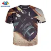 Engraçado 3D Imprimir Câmara Casual Punk Camisa Câmera de Filme Streetwear Homens Praia Mulheres Moda T-shirt Harajuku Camisas O Pescoço Pullover T-shirt 210324