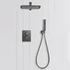 Gunmetal luxe badkamer wanddoucheset Gun grey badkraan wandtype verborgen constante doucheset ingebedde thermostatische douche