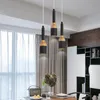 Hanglampen Drievoudige LED-verlichting met metalen lampenkap voor eetkamer Enkele houten decorlamp Restaurant Glansverlichting2804