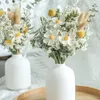 1 Bund gemischte Rosen, Gänseblümchen, Babysbreath, konservierte, getrocknete Mini-Blumenstrauß mit Vase, Fotografie, Heim-Desktop-Büro-Dekoration 210317