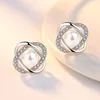 Stud Silver Plated Earrings Pearl Crystal For Women Earing Jewelry Zircon Earings Earring OCF101