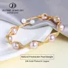 JD Diseño elegante Pulsera de perlas de agua dulce natural para mujeres Esposa Boda Joyería ajustable hecha a mano Regalos de mes Q0720