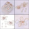 Ensembles de bijoux de mariage Ensemble d'or Peigne à cheveux en cristal + Boucles d'oreilles Tissé à la main Mariée Beautif Perles Aessories Clips Drop Delivery 2021 Og40A