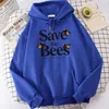 Felpe con cappuccio da uomo Felpe Save The Bees Messaggio Stampa approvata Felpa con cappuccio da uomo Spessa Comoda Abbigliamento sportivo Caldo Hip Hop Con cappuccio Moda oversize